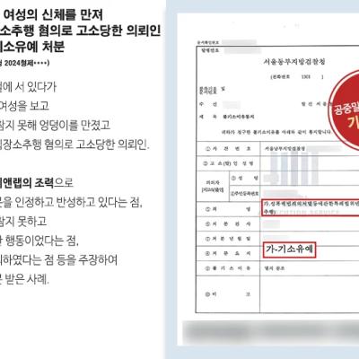 전동차에서 여성의 신체를 만져 공중밀집장소추행 혐의로 고소당한 의뢰인 변호하여 기소유예 처분